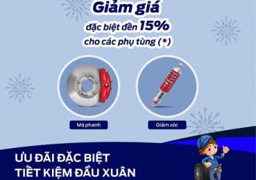 Chương trình Chương trình đặc biệt giảm giá lên đến 15% phụ tùng Má Phanh và Hệ thống treo (Giảm xóc).