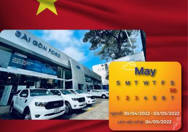 SÀI GÒN FORD THÔNG BÁO LỊCH NGHỈ LỄ 30/04 - 01/05